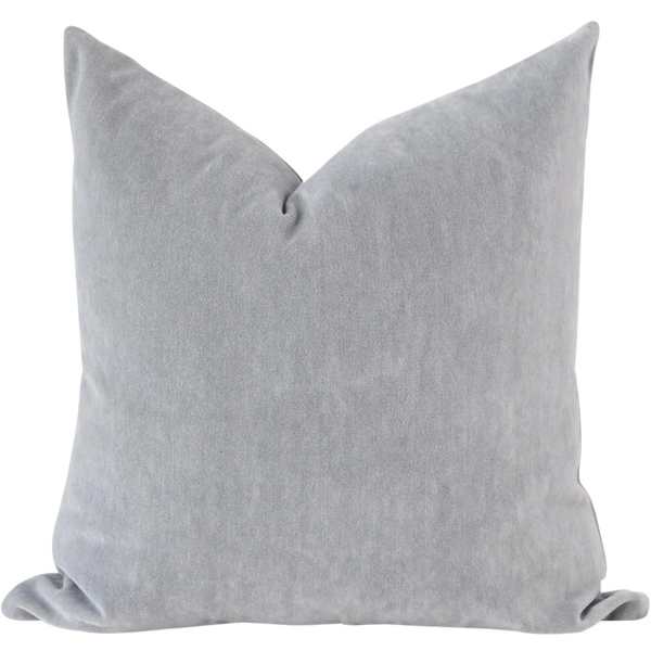 Luscious Grey Platinum Silk Velvet Decorative Throw Pillow