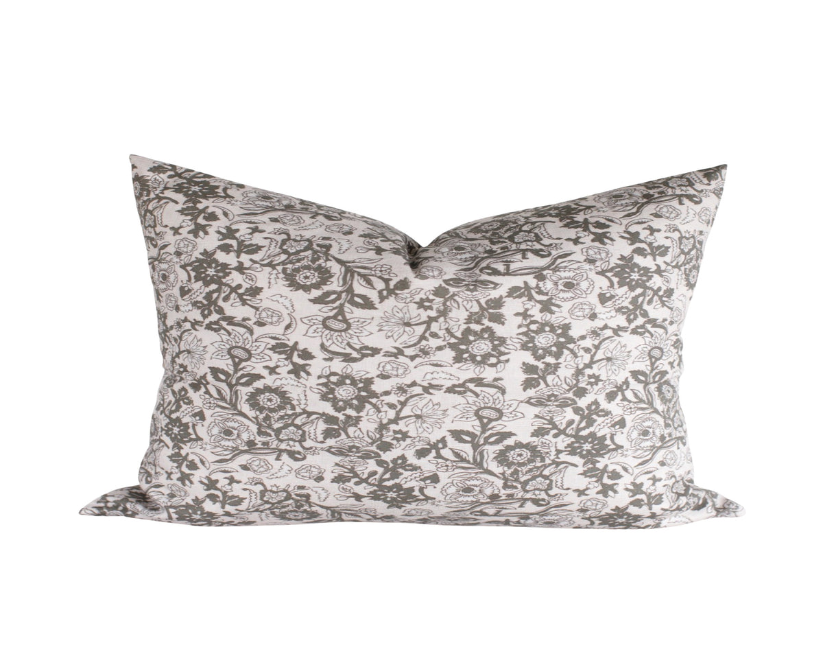 Olive Floral Pillow Cover