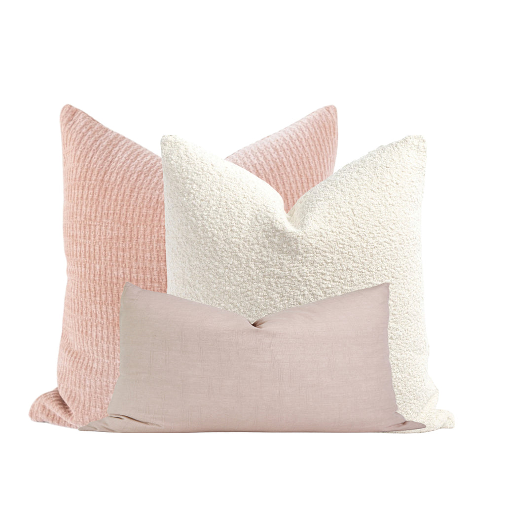 Blush Pink Lucca Velvet Throw Pillow Set (x2)