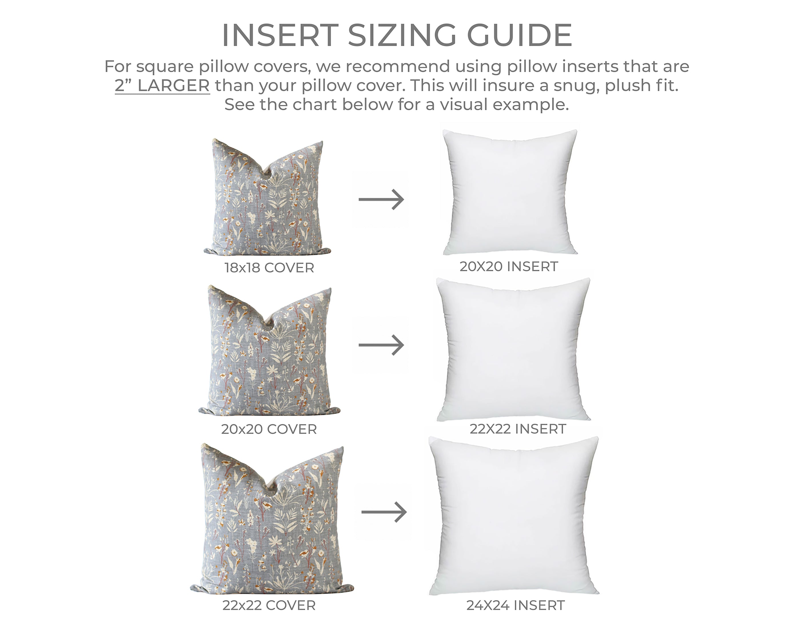 Throw pillow insert sizes sales