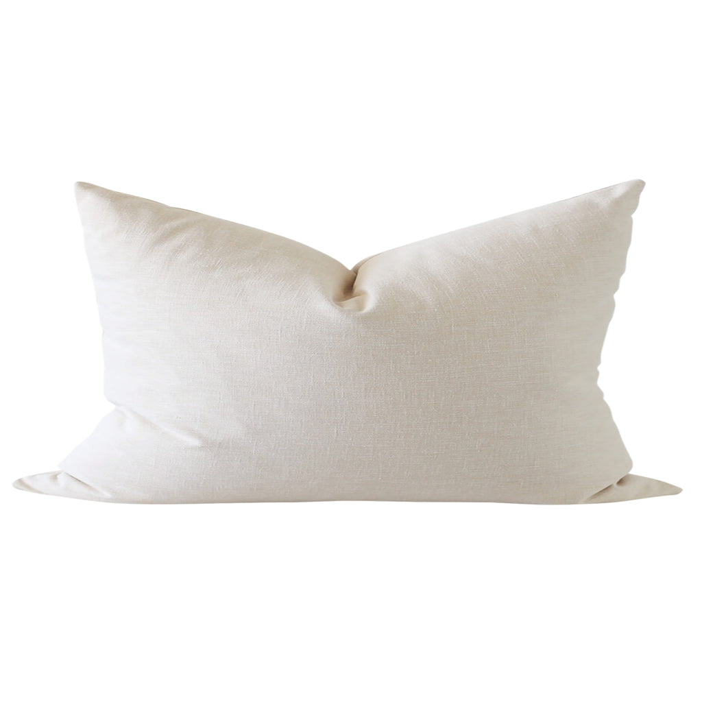 Dune Organic Linen Pillow Cover with White Ribbon Trim – Lo Home