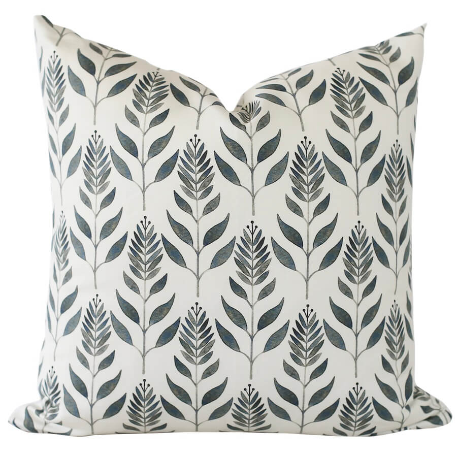 Botanical Print and Leaf Pillow Cover - Laurel and Blush