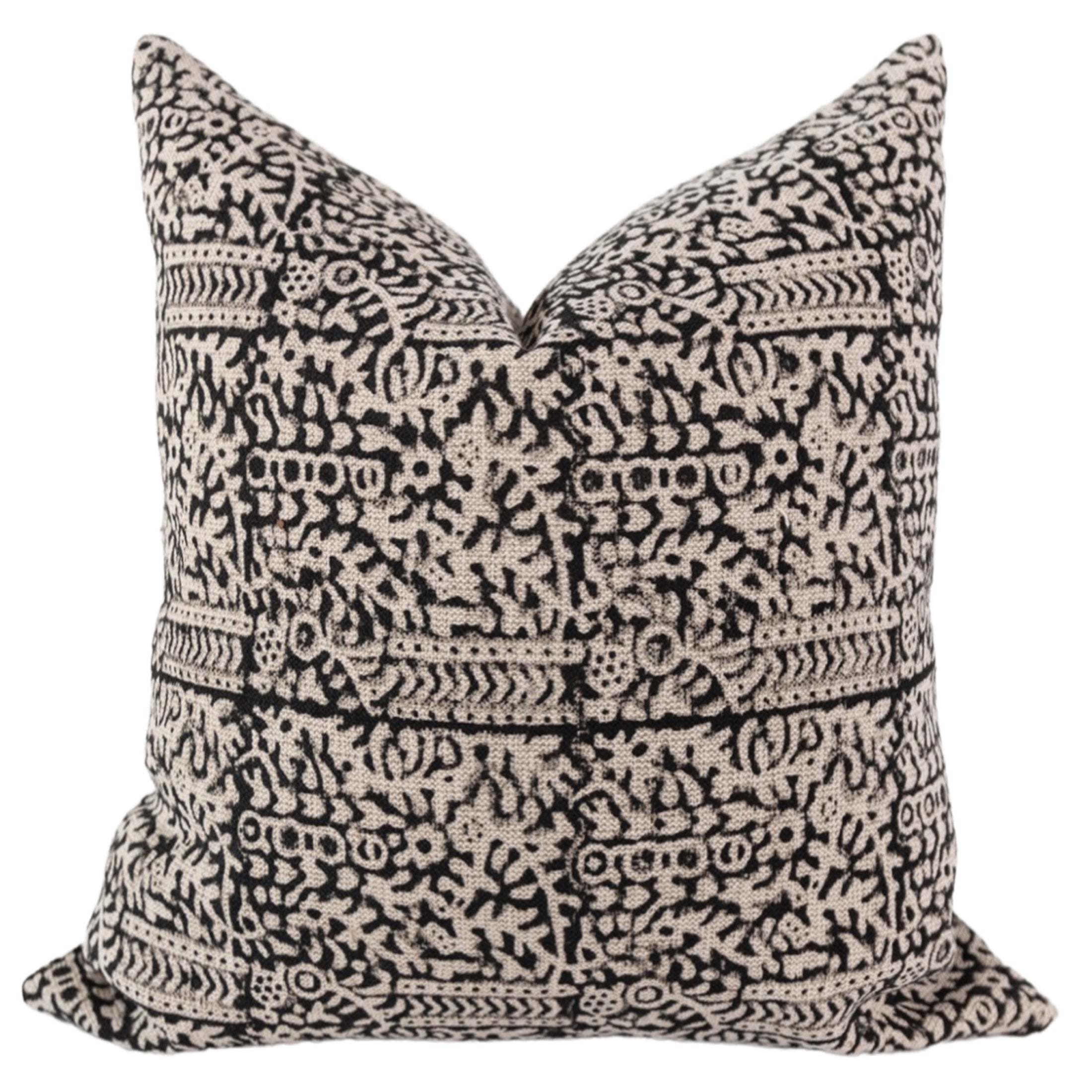 Block Print Throw Pillow Covers in Black and White Lumbar 