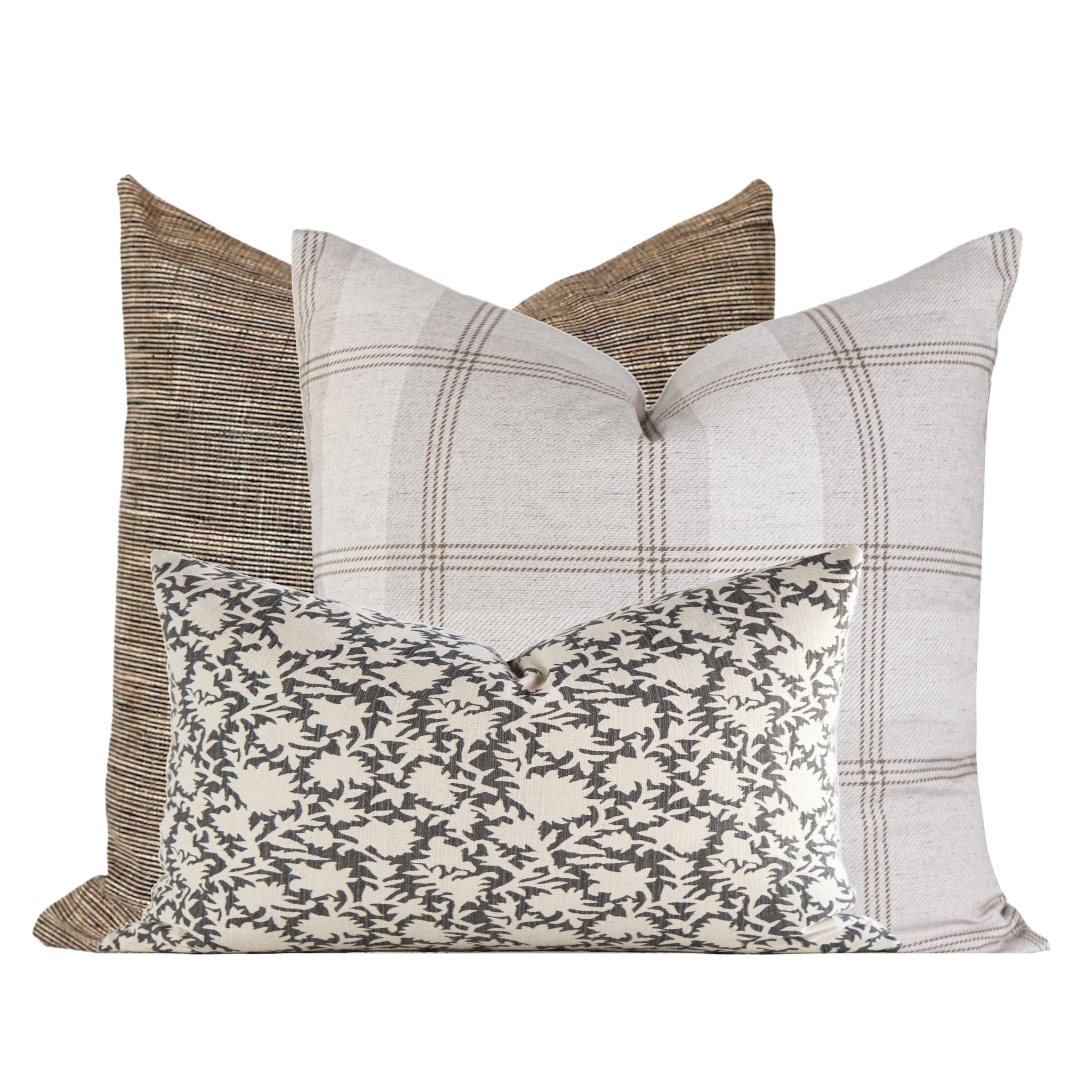 Fall Pillow Cover Set, Plaid Pillow Combination, Block Print Pillow Combo,  Monotone Pillow Set, Couch Throw Pillow, Floral Accent Pillow - Laurel and  Blush