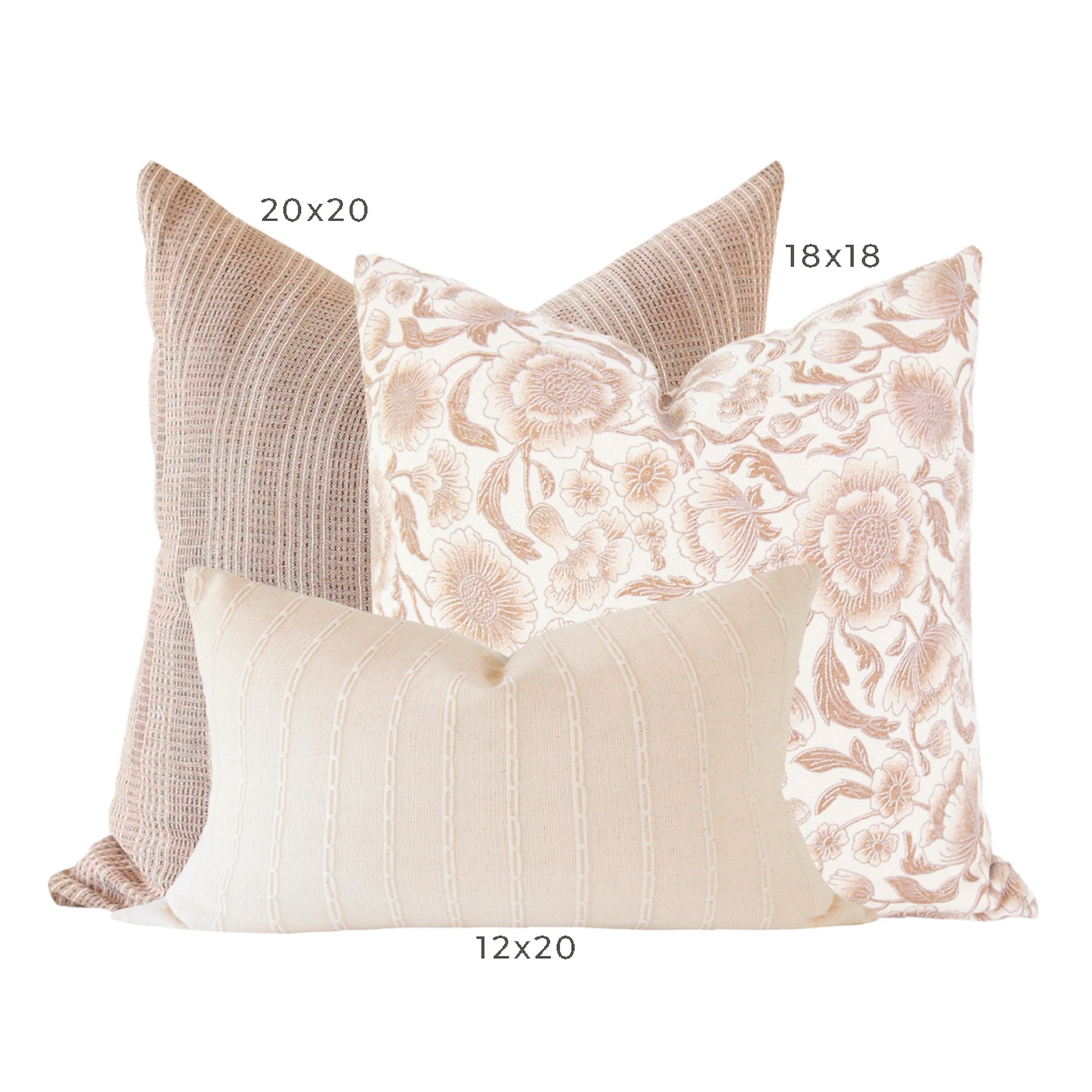 Fall Pillow Cover Set, Plaid Pillow Combination, Block Print Pillow Combo,  Monotone Pillow Set, Couch Throw Pillow, Floral Accent Pillow - Laurel and  Blush