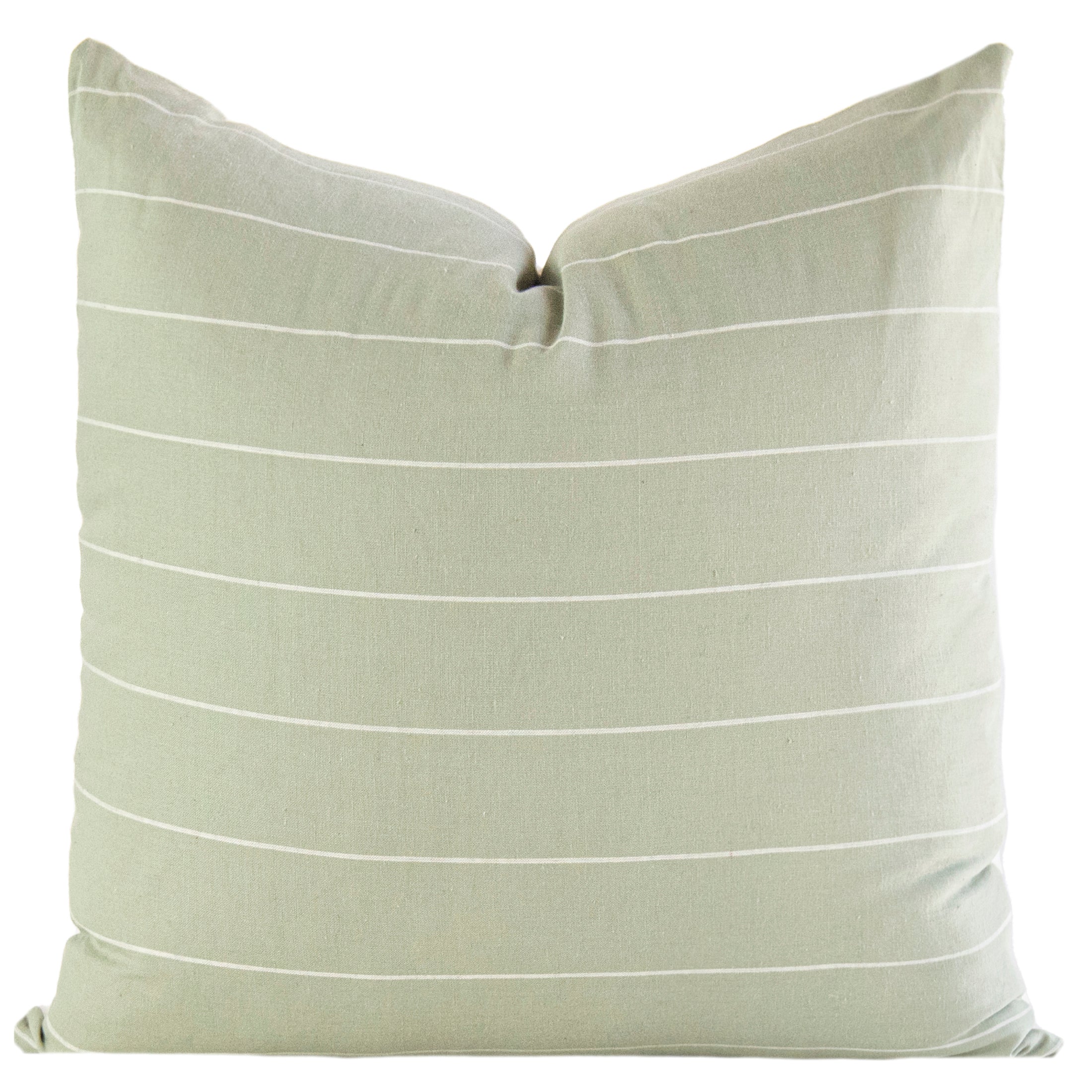 Light Green Stripe Linen Pillow Cover Laurel and Blush